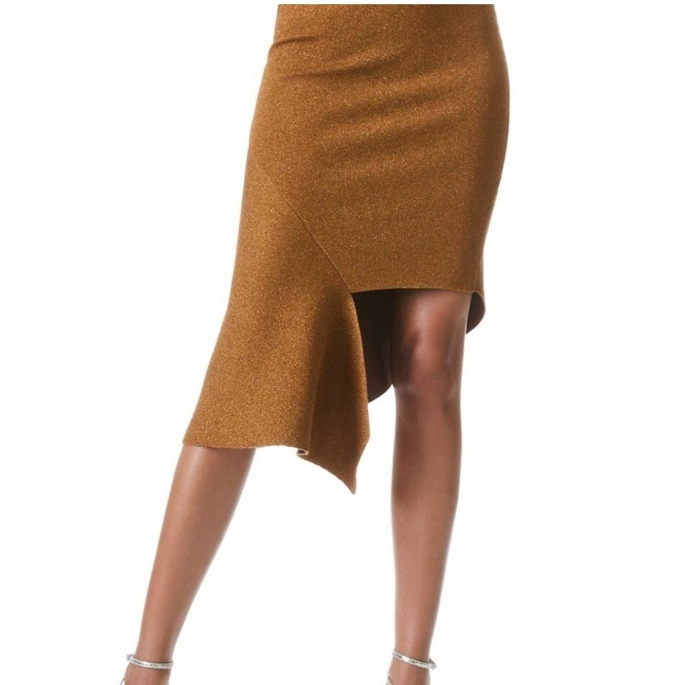 Alice + Olivia Bronze Asymmetrical Pencil Skirt
